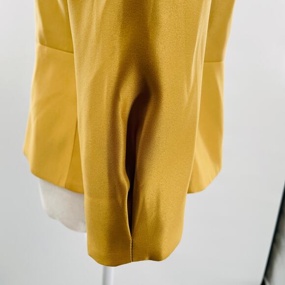 Victor Alfaro Antique Gold Satin Fitted Elegant Formal Evening Jacket Sz 6 NWT - Picture 8 of 12
